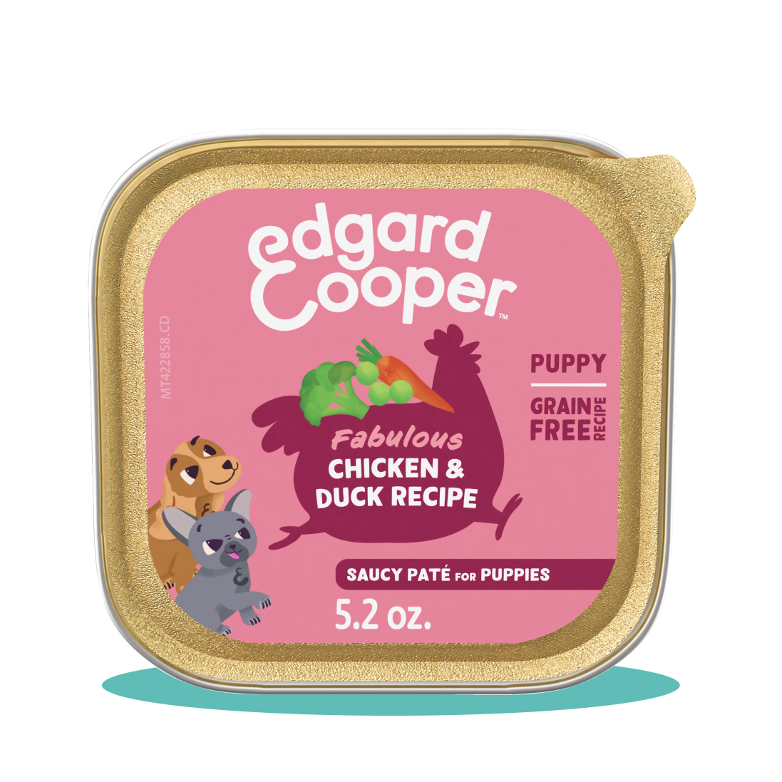 A tin of Edgard & Cooper tinned puppy chicken and duck food