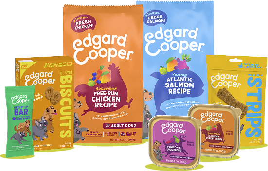 A selection of Edgard & Cooper dog food and treats