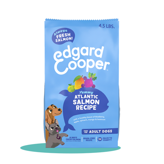 A bag of Edgard & Cooper salmon dry dog food