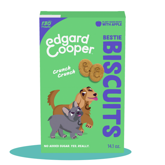 A box of Edgard & Cooper apple dog biscuits