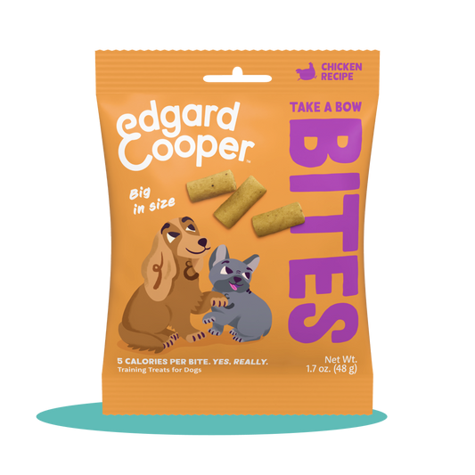 A bag of Edgard & Cooper Chicken Big Bites Dog Treats